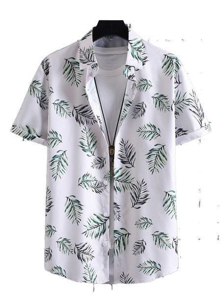 

men random tropical print shirt without tee 672o#, White;black
