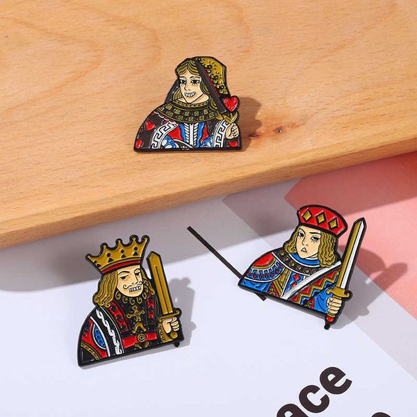 

poker metal badge funny creative handstand head brooch sword king clothing accessories pin buckle, Gray