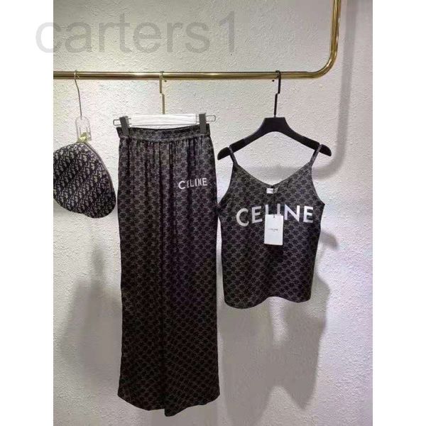 

women's hoodies & sweatshirts designer chaopai 22 early spring new c family classic old flower printing suspender + wide leg pants ice, Black