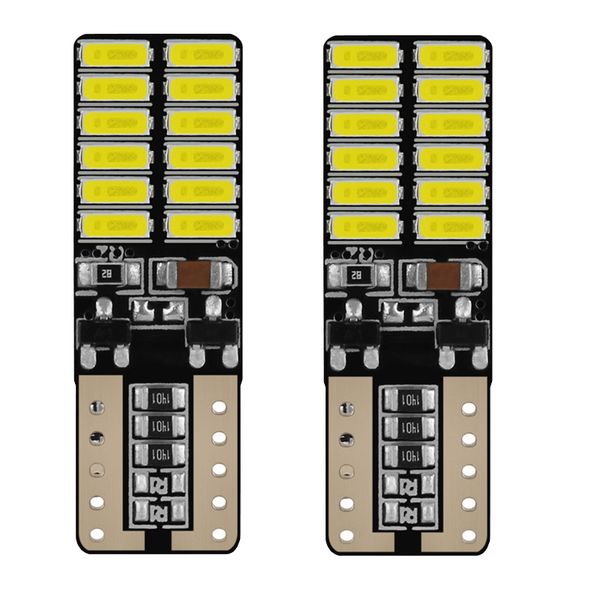 

new 10x t10 led bulb canbus 5w5 car w5w led signal light 12v 6000k auto wedge side interior dome reading lamps 4014 24smd white red