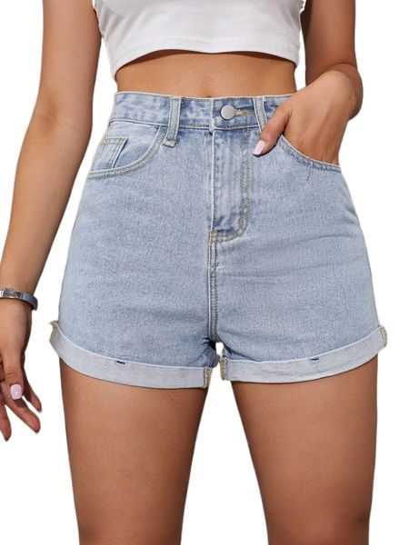 

rolled high-rise denim shorts t3bk#, White;black
