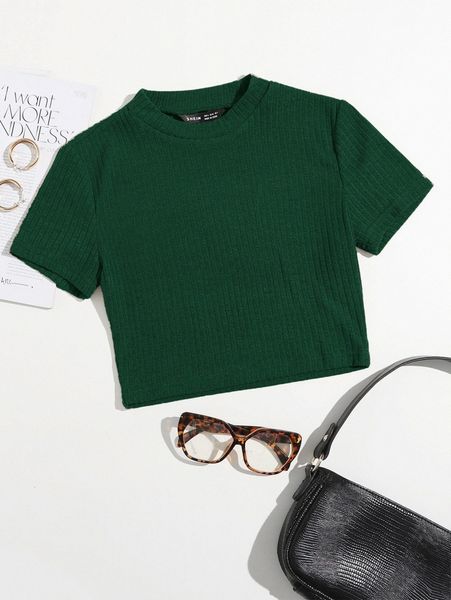 

rib-knit solid tee p7ga#, White