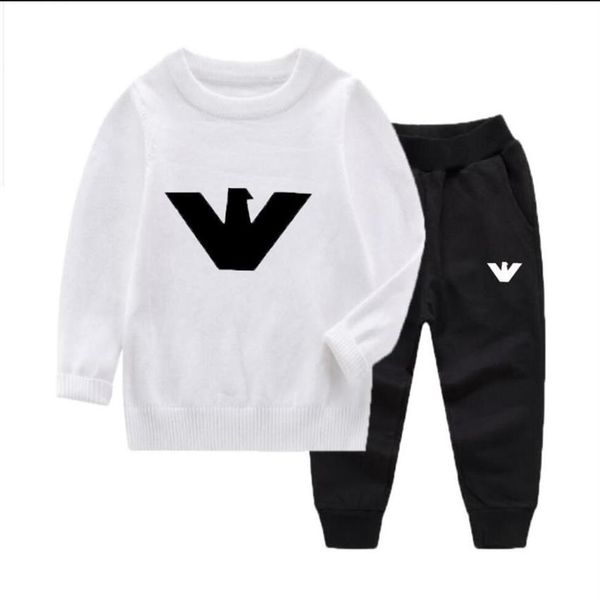 

9 colors toddler baby boys clothest shirt pants knitted sweater sportswear clothes children clothing autumn kids designer clothes 306f, White