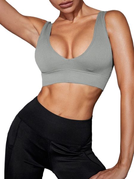 

high support seamless low back sports bra e5xz#, Gray