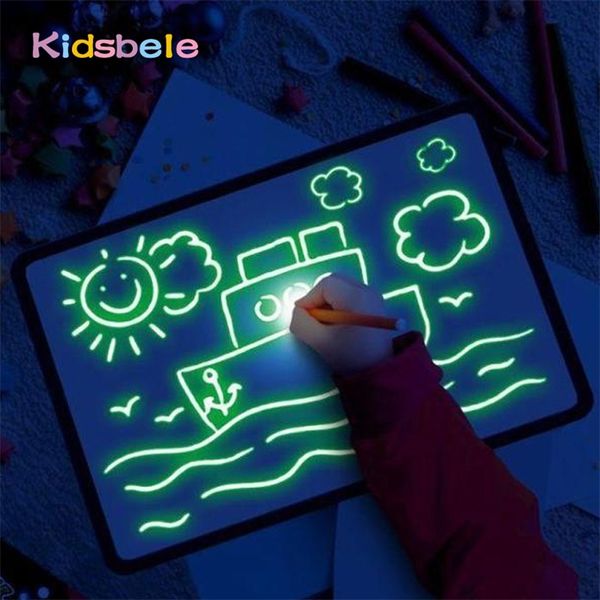 

big size illuminate drawing board in dark kids paint toy diy educaitonal children toys draw with light 220713