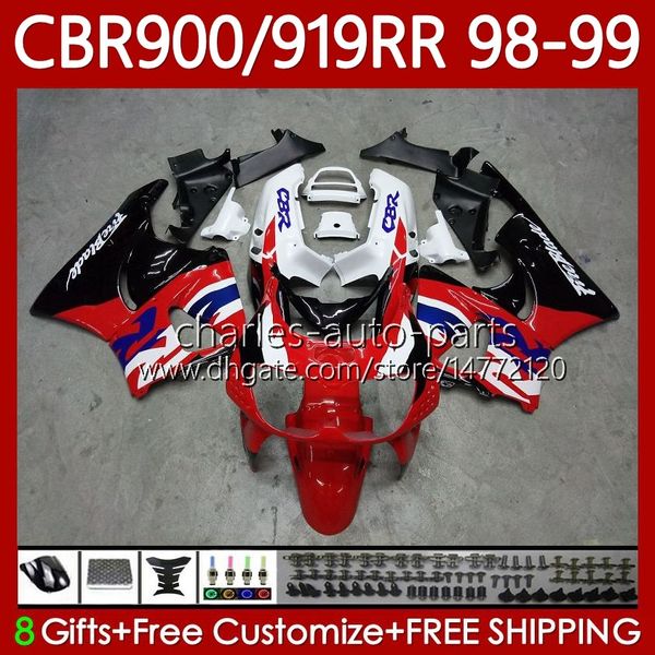 Carrozzeria per Honda CBR919 CBR 900 919 RR cc 98-99 anni Body 127No.17 CBR 919RR 900RR 919CC CBR900 RR CBR919RR 98 99 900CC CBR900RR 1998 1999 Carent kit rosso Stock Blk