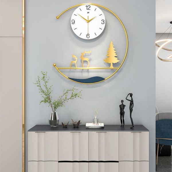 Relógios de parede Arte moderna Fun Metal Clock Room de estar de estar de ouro elegante e elegante quarto silencioso simples horloge Murale Home decorwall