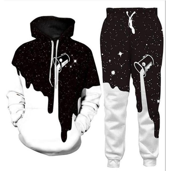 

whole--new fashion men womens space galaxy milk sweatshirt joggers funny 3d print hoodies pants r05252x, Gray