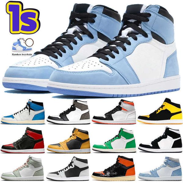

1 1s university blue men basketball shoes dark mocha hyper royal patent bred electro orange unc twist mens trainers women sneakers