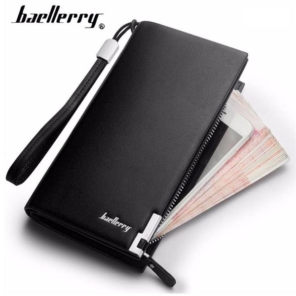 

men wallets classic long style card holder male purse quality zipper large capacity big brand luxury wallet for men retail271x, Red;black