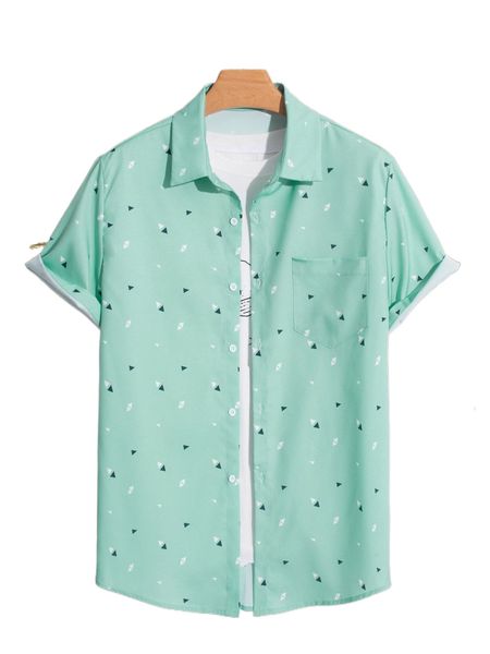 

men geo print shirt without tee 63lf#, White;black