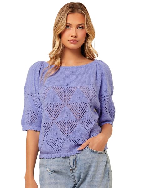 

batwing sleeve scallop trim pointelle knit x83o#, White;black