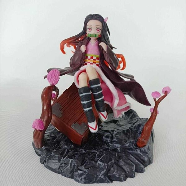 

huiya01 18cm anime demon slayer kimetsu no yaiba kamado nezuko girl pvc action figure toy gk statue collectible model doll gift q0722
