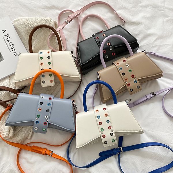 

women wide strap armpit bag pu leather designer blue white shoulder bags ladies rivet handbag party messenger bag fashionbag250
