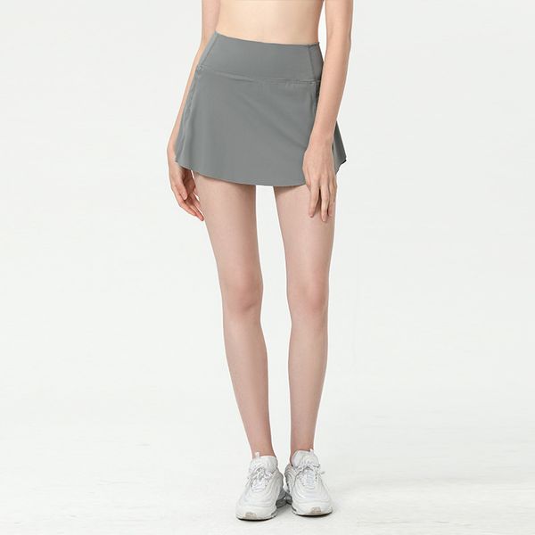 

lu-9001 womens yoga outfits high waist exercise fitness wear shorts cheerleaders pants girls running elastic sportswear prevent4, Gray