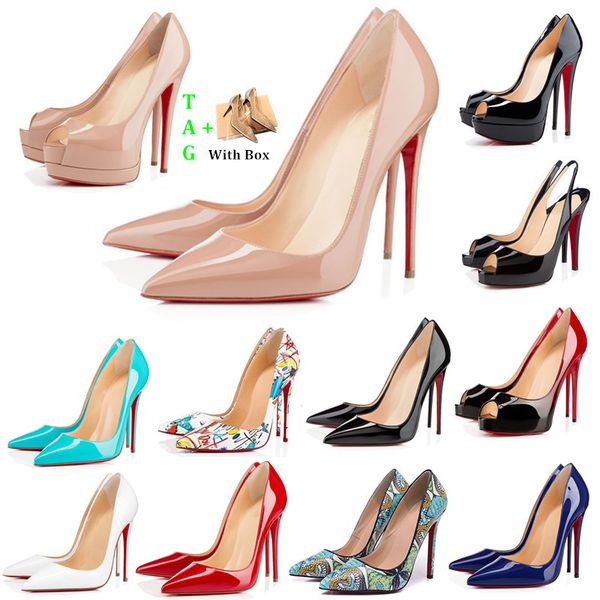 

women red bottoms high heels platform peep-toes sandals designers pointed toe reds sole 8cm 10cm 12cm pumps luxurys womens wedding dress sho, Black