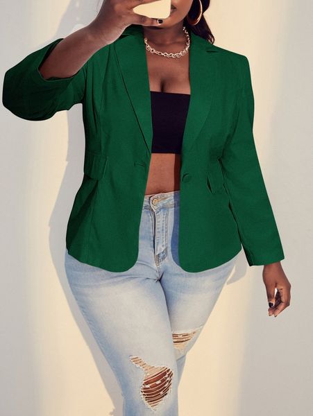 

sxy plus lapel neck single button blazer o6ro#, Black