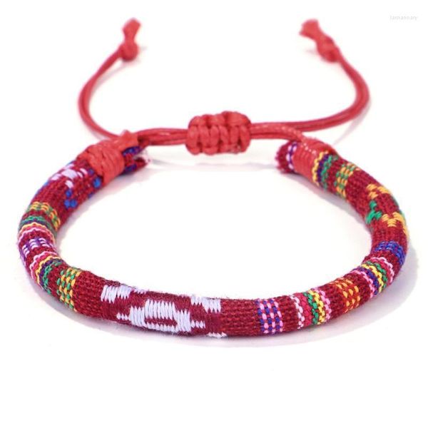 Pulseira étnica de corda farbica de bracelete moderna simples boho, flor geométrica para homens, algodão charme jóia