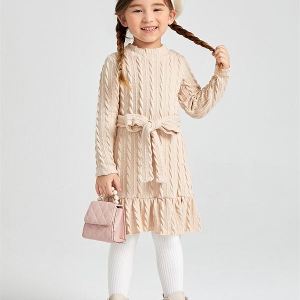 

little girl's textured ruffle belt dress she, Red;yellow