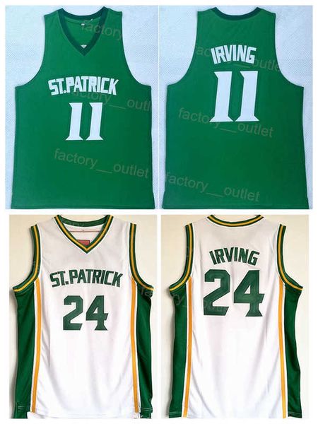 

high school st patrick basketball 11 24 kyrie irving jersey team green white color pure cotton for sport fans university breathable college, Black