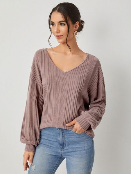 

solid v neck drop shoulder tee c39g#, White