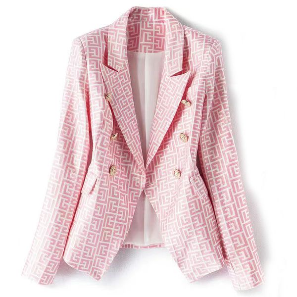 

b048 womens suits designer blazers tide brand high-quality retro fashion presbyopic maze series suit jacket lion double-breasted slim plus s, White;black