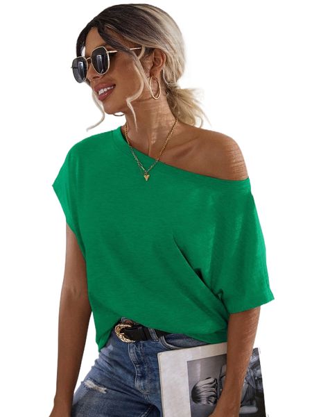

batwing sleeve solid tee g8qs#, White