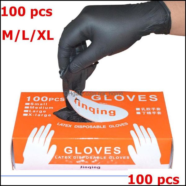 100pcs/luvas mecânicas de lote nitrila limpeza de nitrila Lavagem de unhas preto Black Art Anti-estático entrega de queda 2021 descartável