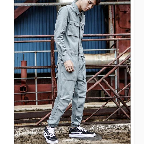 

men's pants s-2xl hip-hop multi-pocket jumpsuit men's autumn youth couple loose tooling hairstylist harem male tide overallsmen&#0, Black