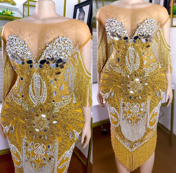 Плюс размер арабский aso ebi Sparkly Gold Роскошные выпускные платья.