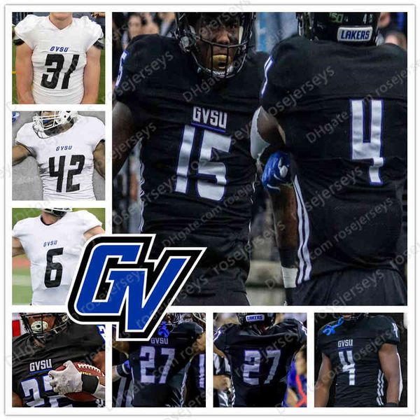 

custom grand valley state gvsu football black white 5 austin paritee 7 cole koa 22 aryuan cain-veasey 26 tariq reid brandon carr jerseys