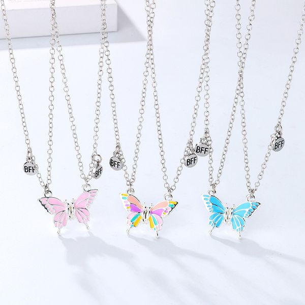 

butterfly necklace magnet stone necklace friend set headpiece, Silver
