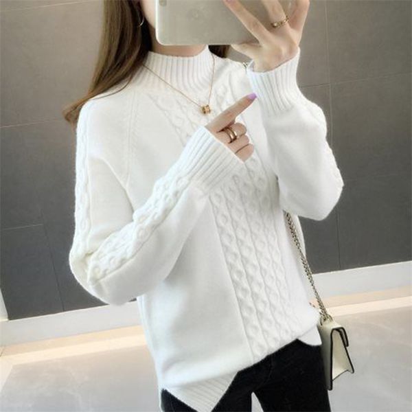 

casual women pullovers knitted sweater autumn turtleneck pullovers knitted sweater office lady female knitwear 201204, White;black