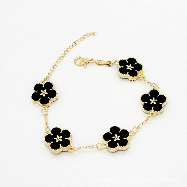 

new fashion 5 flower clover charm bracelet jewelry for women gift, Golden;silver