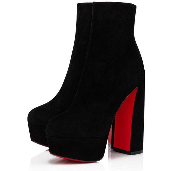 

winter luxury red sole movida booty boot suede brown black designers high heels lady zipper booties dress wedding eu35-43276o