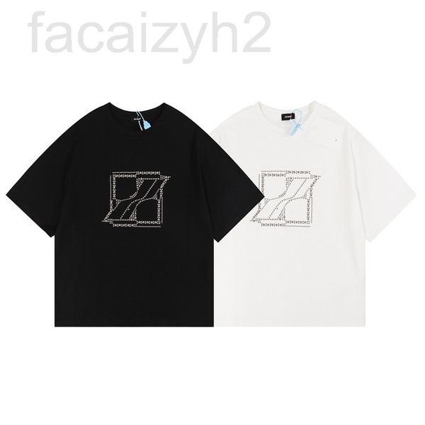 

men's t-shirts designer correct version we11done chest pearl diamond alphabet versatile round neck loose short sleeve t-shirt mqtj, White;black