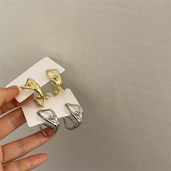 

irregular metal body personality exaggerated fashion stud earrings ms girl travel accessories jewelry christmas gifts 220718, Golden