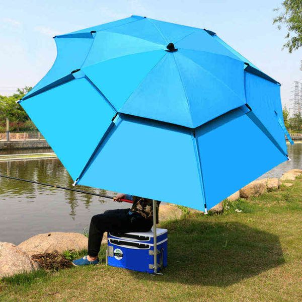 1.8-2m 360° Outdoor Beach Camping Pesca Ombrello Piega Protezione solare Anti UV Ombrello parasole Tenda impermeabile Ombrello pioggia H220419