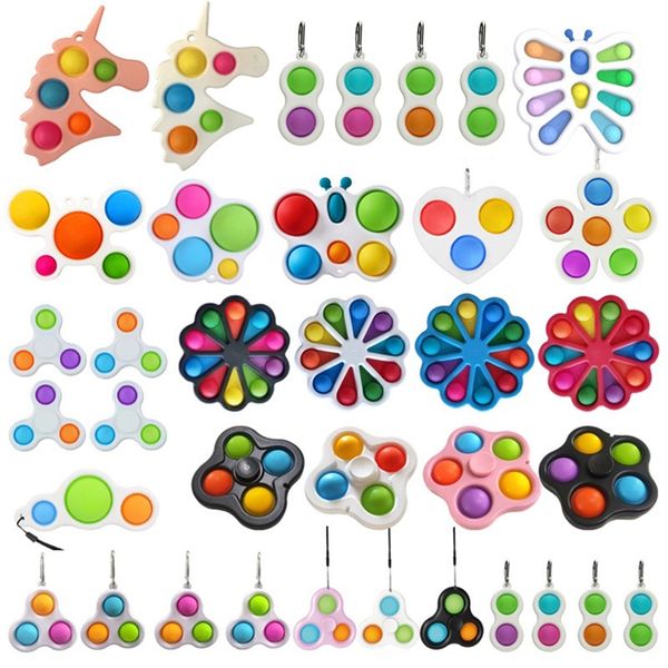Più nuovo Dimple Push Stress Anti-stress Bubble Regali Toy Toys Semplice Bambino adulto Divertente Spinner Finger Spinners Sensory Reliver Decompress Xgvm