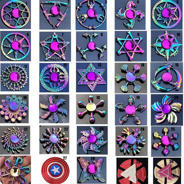 SPOT TODES Rainbow Beyblade Metal Fidget Spinner Star Flower Flower Череп Дракон Крыло Рука Спиннер для Аутизма СДВГ Детские Взрослые Антизаисты Игрушка EDC