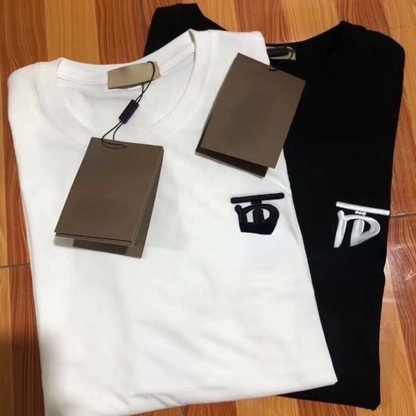 

men's t shirts premium brand bu22rbe short sleeve t shirts t b letter embroidered crew neck sweatshirts cotton loose casual shirts, White;black