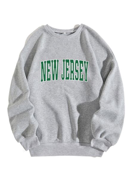 

letter graphic thermal lined sweatshirt 76br#, Black