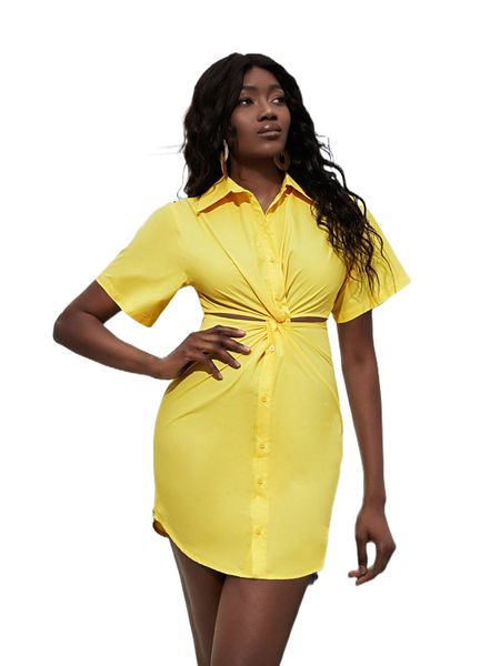 

twist cut out shirt dress j9rg#, Black;gray