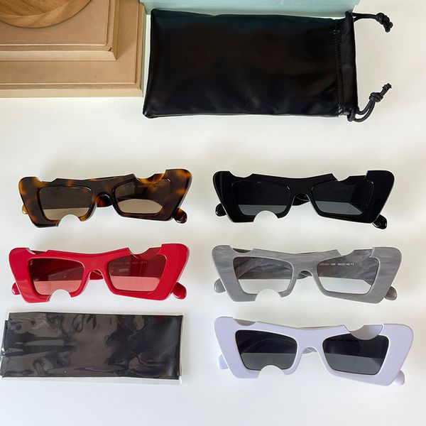 

2022ss new cady hollow out sunglasses oeri021 mens or womens cat's eye notched square sunglasses black temples white double arrow fashi, White;black