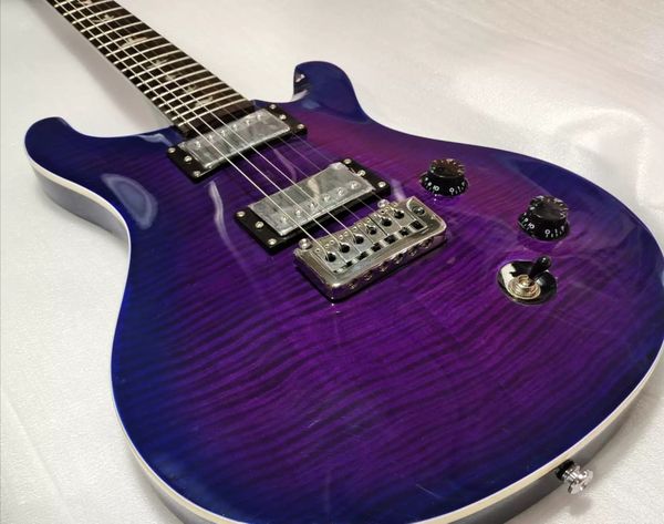 

electric guitar body mahogany purple flame maple bird inlay, gold hardware