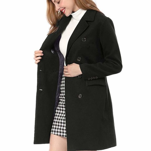 

zogaa 2020 new women wool coat winter jacket slim woolen long cashmere coats cardigan jackets elegant blend outwear t200814, Black