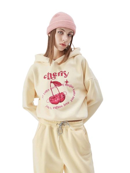 

slogan & fruits print drop shoulder sweatshirt 02e5#, Black