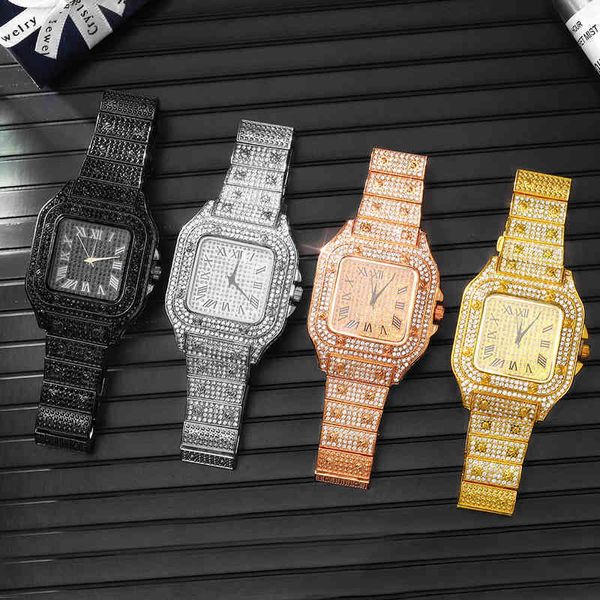 Hip Hop Luxury Mens Iced Out Date Polso al quarzo con orologio in lega CZ Micropave per orologio da donna Gioielli da uomoHPS9