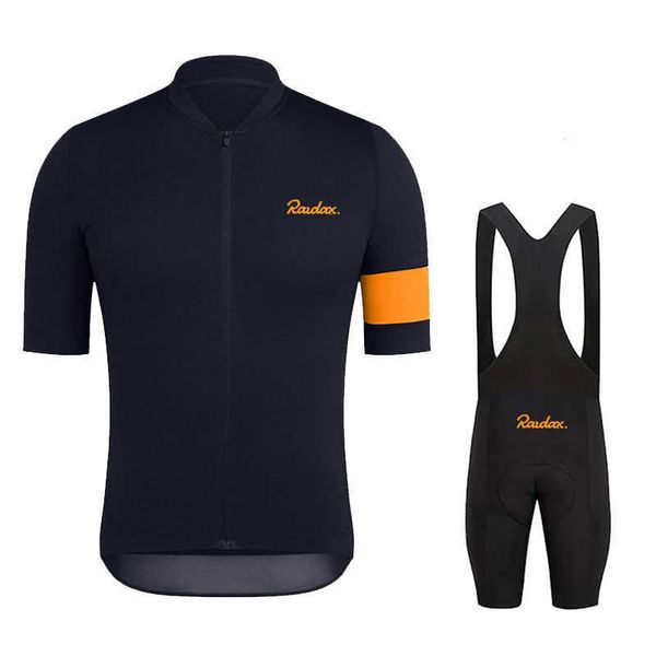 

raudax 2022 men's shortsleeve tracksuit summer triathlon bib shorts set cycling uniform, Gray