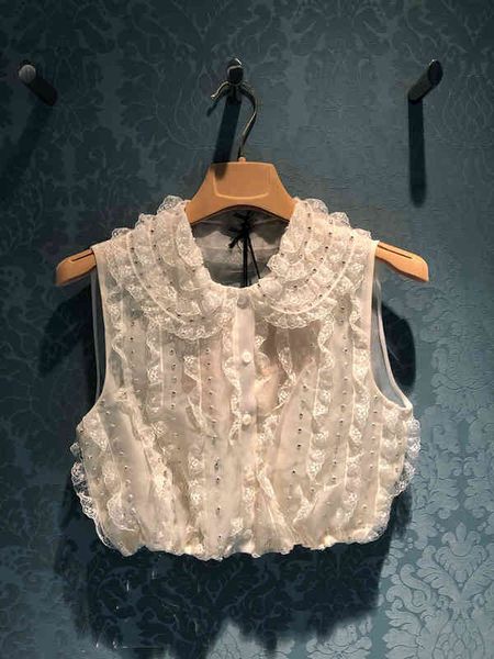 

women's tanks camis summer diamond studded sleeveless vest women's french fashion shirt lace bottoms, White